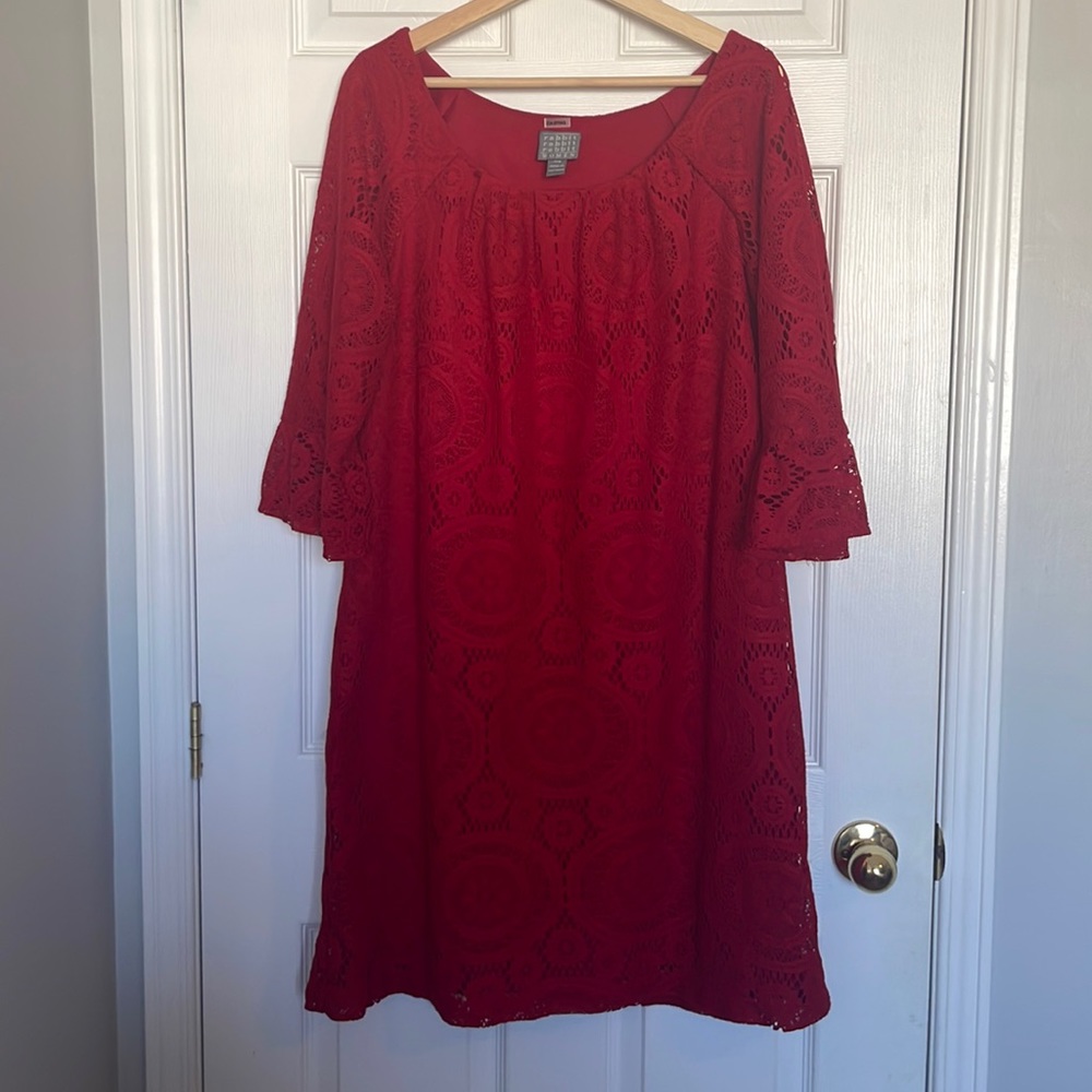 Rabbit Rabbit Rabbit red lace shift dress